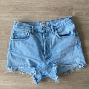 AGOLDE High Waisted Button-Up Jean Shorts Size: 28